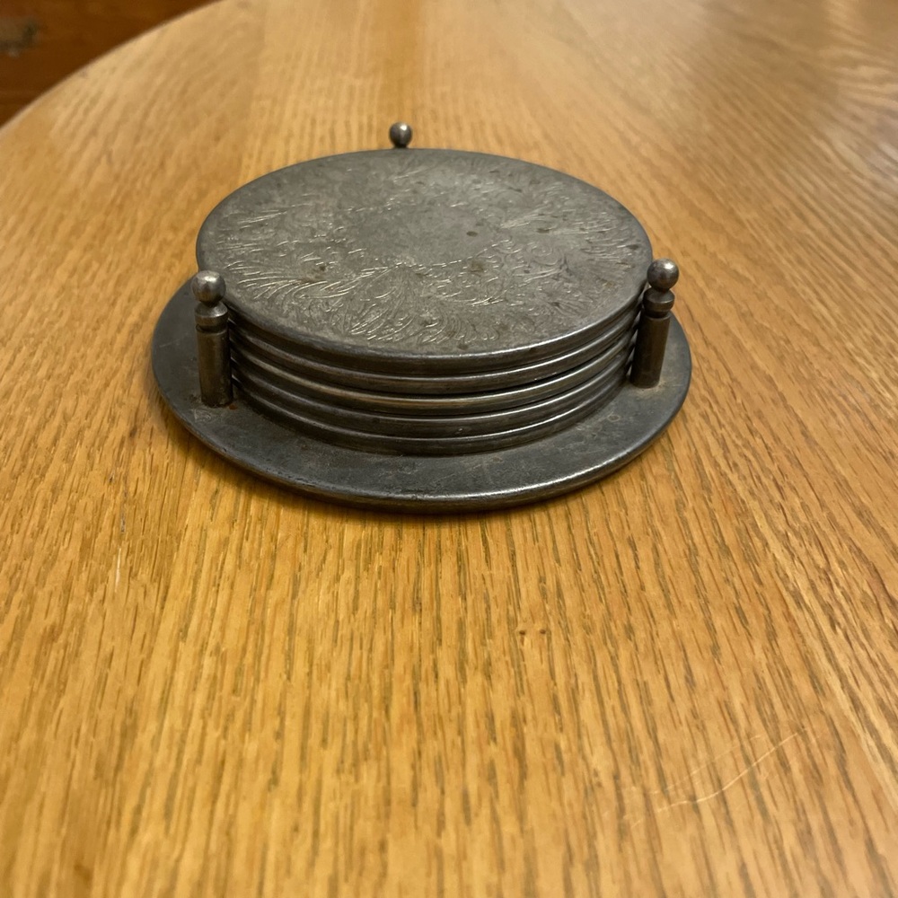 Silver Metal Coaster Set